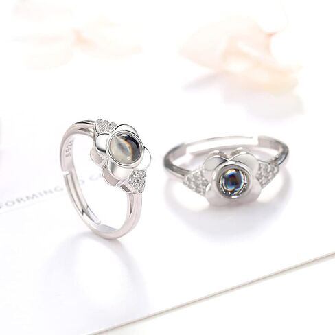 خاتم من الفضة الإسترليني عيار 925 مخصص لصور الزفاف وذاكرة الزفاف وخواتم عرض رومانسية للنساء وهدايا الأصدقاء (للنساء، يمكن تغيير حجمه) in Kuwait