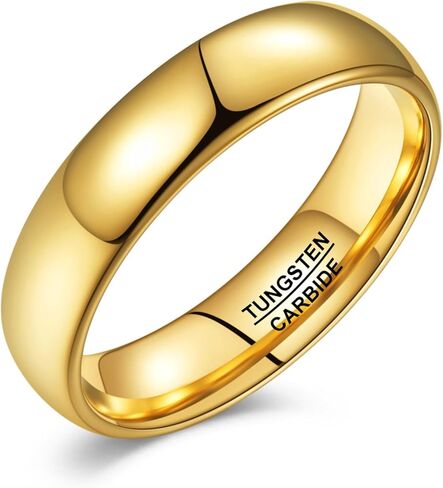 عصابات زفاف Vakki Gold Tungsten للرجال والنساء 2/4/6/8 مم مطلية بالذهب عيار 14 قيراط رفيعة قابلة للتكديس وقابلة للتكديس خواتم وعد الخطوبة ذات لمسة نهائية مصقولة عالية ومريحة تناسب مقاس 5-12 in Kuwait
