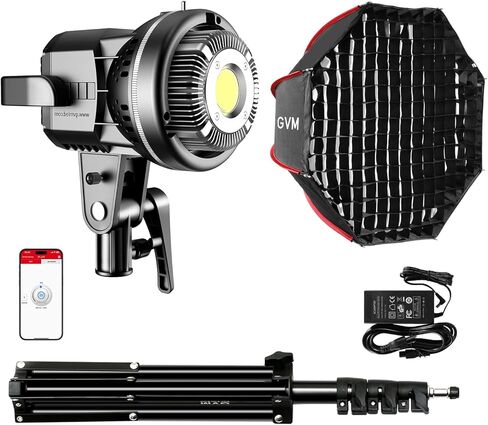 GVM 500W LED Video Light, APP Control, 2700K-6800K CCT, 227040lux@1m with Standard Cover, 12 Dynamic Effects, Bluetooth Control for Photography, Studio, and Video in Saudi Arabia