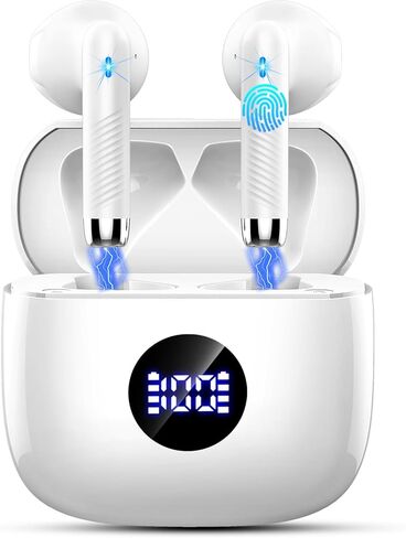 Wireless Earbuds, Bluetooth 5.4 Headphones HiFi Stereo, in Ear Earphones with 4 ENC Noise Cancelling Mics, 40H Playback Ear Buds with Mini Case LED Display, IP7 Waterproof Headset with USB C Charging in Saudi Arabia