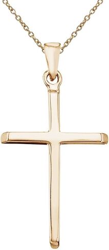 14K Yellow Gold Plain Cross Pendant with 18" Chain in Saudi Arabia