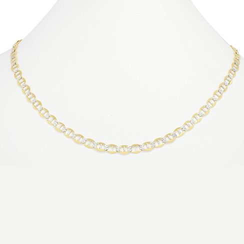 Nuragold 10k Real Yellow Gold Solid Mariner 6mm Anchor Chain Pave Diamond Cut Necklace (18"-30") Two Tone Italian Jewelry for Men & Women in Saudi Arabia