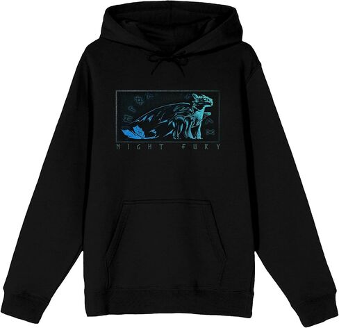 Bioworld How to Train Your Dragon Blue Toothless Graphic, Night Fury Text, Celtic Symbols, Frame on Black Adult Hoodie in Saudi Arabia