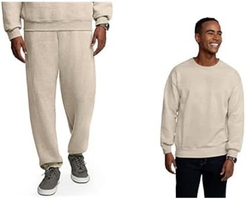 Fruit of the Loom Eversoft Sweatpants and Sweatshirt Bundle, Medium Khaki Heather in Saudi Arabia