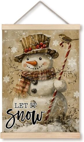 Qykwz Blue Christmas Snowman Wall Art Poster, Blue Snowman Decor, Pastel Xmas Snowflake Winter Holiday Wall Decor Canvas Prints for Home Bedroom Living Room, 12x16 in in Saudi Arabia