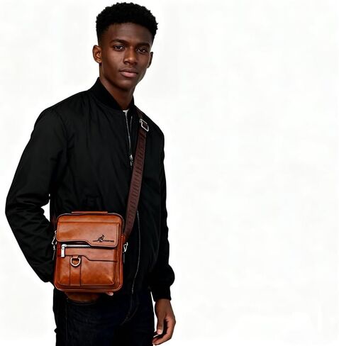 Messenger Bag for Men,Vegan Leather Purses Small Shoulder Handbags with Wide Strap in Saudi Arabia