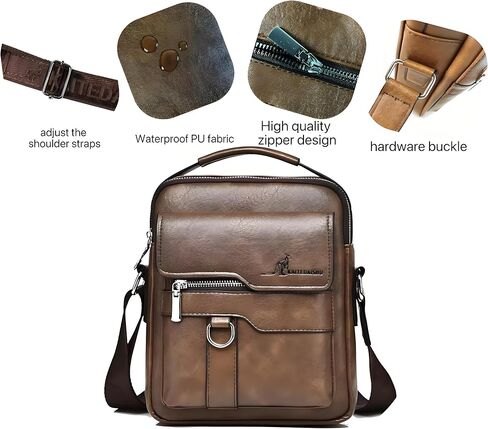 Messenger Bag for Men,Vegan Leather Purses Small Shoulder Handbags with Wide Strap in Saudi Arabia