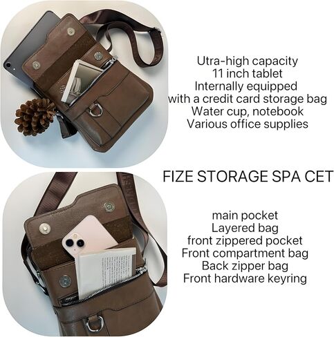 Messenger Bag for Men,Vegan Leather Purses Small Shoulder Handbags with Wide Strap in Saudi Arabia