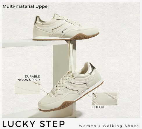 LUCKY STEP للنساء أحذية رياضية على الموضة نعل رفيع كاجوال أحذية شمواه صناعي نايلون خفة الوزن أحذية رياضية كلاسيكية المشي تنس تمرين نادي رياضي in Saudi Arabia