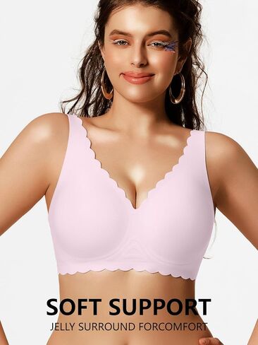 COCOMARTS Jelly Bras for Women No Underwire Scalloped Push Up Seamless Full Coverage Plunge Bralettes Wireless Tshirt Bras in Saudi Arabia