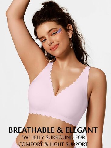 COCOMARTS Jelly Bras for Women No Underwire Scalloped Push Up Seamless Full Coverage Plunge Bralettes Wireless Tshirt Bras in Saudi Arabia