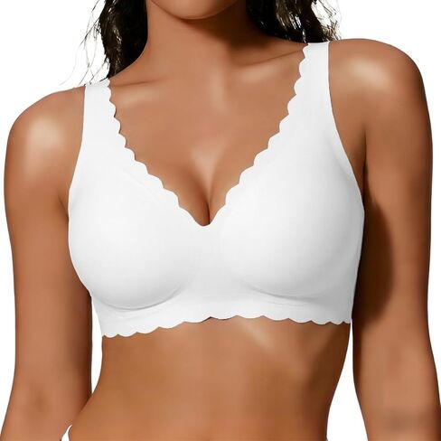 COCOMARTS Jelly Bras for Women No Underwire Scalloped Push Up Seamless Full Coverage Plunge Bralettes Wireless Tshirt Bras in Saudi Arabia