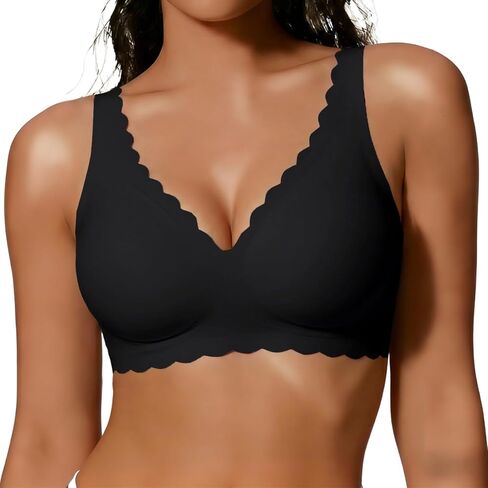 COCOMARTS Jelly Bras for Women No Underwire Scalloped Push Up Seamless Full Coverage Plunge Bralettes Wireless Tshirt Bras in Saudi Arabia