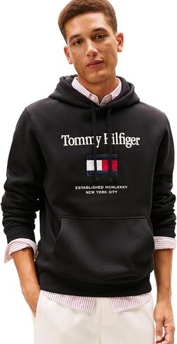 Tommy Hilfiger mens Medium Weight Cotton Hoodie Sweatshirt With Embroidered Logo in Saudi Arabia
