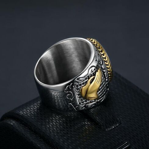 FATACI Vintage Men Ring Stainless Steel Religious Prayer Holy Cross Ring with Black Enamel Christian Jewelry Size8-12 in Saudi Arabia
