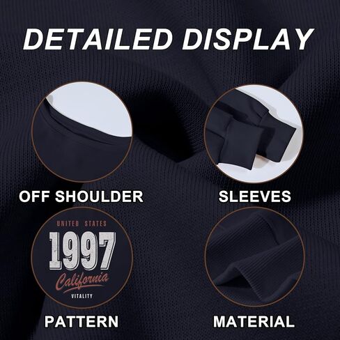 Off The Shoulder Sweatshirts for Women California Vintage Sweatshirt Letter Graphic One Shoulder Top Baggy Pullover in Saudi Arabia