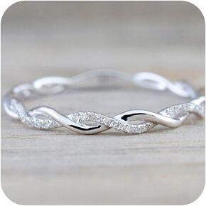 Sterling Silver Stack Twisted Ring Twist Ring Stackable Diamond Rings Wedding Party Women Fashion Ring in Kuwait