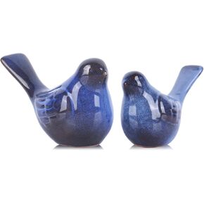 2pcs Small Ceramic Bird Statue and Sculpture for Home Decor Accents,Modern Animal Ornaments for Living Room,Bedroom,Bookshelf,Cabinets,Coffee Table Centerpiece,Cute Knick Knacks for Shelves (Blue) in Saudi Arabia