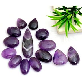 كبوشن أحجار كريمة طبيعية - مجموعة أحجار كريمة فضفاضة مكونة من 5 قطع لصنع المجوهرات | أشكال بيضاوية وكمثرية مختلطة، 20-35 ملم | كريستال علاجي للشاكرا والريكي والحرف اليدوية وتغليف الأسلاك in Kuwait