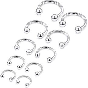 Septum Rings 14G Surgical Steel Snake Bite Jewelry Round Balls Horseshoe Lip Rings Smiley Piercing Jewelry for Women Men 6mm 8mm 10mm 12mm 14mm in Saudi Arabia
