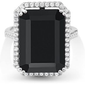 Gem Stone King 925 Sterling Silver Customized and Personalized Emerald Cut 18X13MM Gemstone Birthstone Ring For Women 15.58 Cttw in Saudi Arabia
