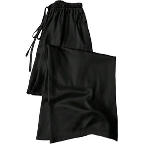 MakeMeChic Women's Satin Wide Leg Pants Silk Drawstring Elastic Waist Long Trousers in Saudi Arabia