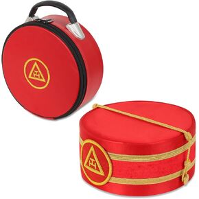 ماسوني رويال آرك بريميوم تريبل تاو مطرز يدويًا، حجم ملولب، غطاء تاج قابل للتعديل مع حقيبة جلدية مطرزة يدويًا (قابل للتعديل ليناسب جميع أحجام الرأس) in Kuwait