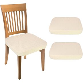 uxcell 4Pcs Stretch Jacquard Seat Covers, Dining Chair Seat Slipcover Washable Removable Cushion Protector for Dining Room Kitchen Restaurant, Navy Blue in Kuwait