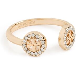 Tory Burch Women's Miller Pave Open Ring, Tory Gold/Crystal, 7 in Saudi Arabia