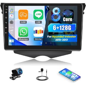 [2+64G] ستيريو سيارة Android 13 لسيارة Hyundai Veloster 2011-2017 مع Carplay اللاسلكي وAndroid Auto، راديو سيارة بشاشة تعمل باللمس 9 بوصة مع وصلة مرآة بلوتوث FM/RDS WiFi GPS EQ SWC+ كاميرا احتياطية in Kuwait