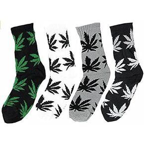 Pack of 8 Pairs New Men's Sport Athletic Marijuana Weed Leaf Pot Design Cotton Crew Socks (10-13) in Saudi Arabia