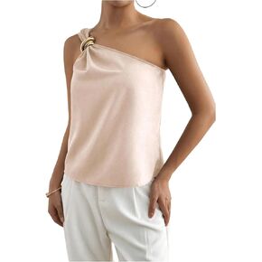 Verdusa Women's Elegant One Shoulder Sleeveless Blouse Work Business Dressy Shirts in Saudi Arabia