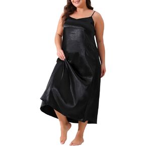 Agnes Orinda Plus Size Nightgowns for Women V Neck Satin Pajamas Sleeveless Cami Slip Dress Sleepwear in Saudi Arabia