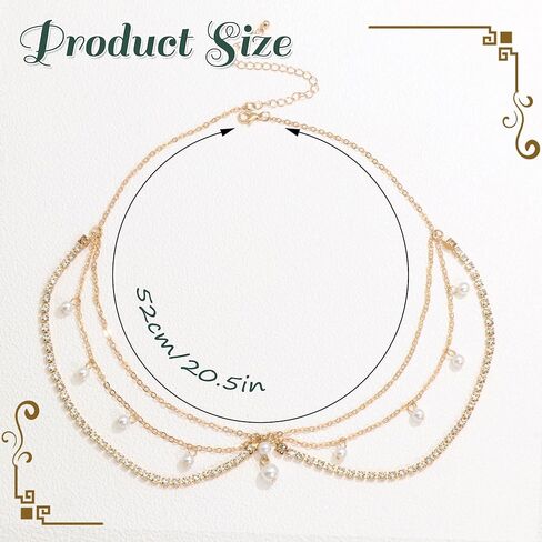 Gold Rhinestone Head Chain Boho Pearl Pendant Hair Chains Layered Headpiece Festival Valentines Prom Costume Hair Headband Accessories for Women in Saudi Arabia
