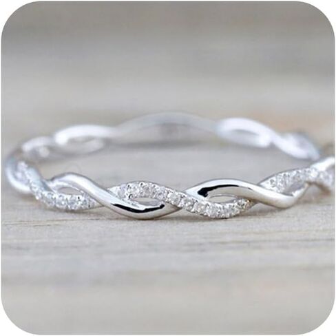 Sterling Silver Stack Twisted Ring Twist Ring Stackable Diamond Rings Wedding Party Women Fashion Ring in Saudi Arabia