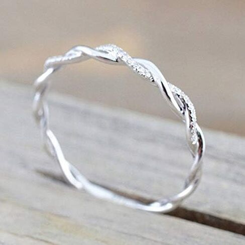 Sterling Silver Stack Twisted Ring Twist Ring Stackable Diamond Rings Wedding Party Women Fashion Ring in Saudi Arabia