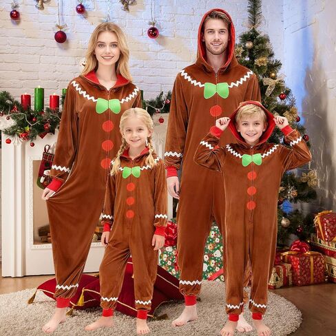 Gingerbread Pajamas Family Matching Christmas Pajamas Holiday Costume Adult Christmas Sleepwear for Family in Saudi Arabia