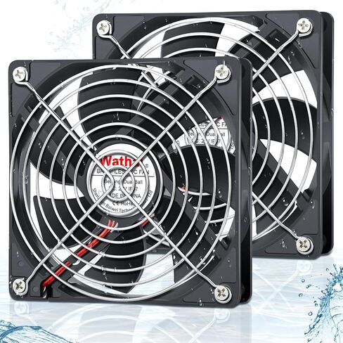 2 Pcs Wathai IP67 60mm x 25mm 24V DC Waterproof Cooling Fan Dual Ball 2 Pin for Small PC Cases, Amplifier, Terrarium DIY Cooling Ventilation Exhaust Projects in Saudi Arabia