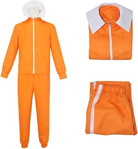 بدلة قفز برتقالية للرجال البالغين مكونة من قطعتين بدلة رياضية زي جاكيت بسحاب مع بنطلون بدلة رياضية للهالوين in Kuwait