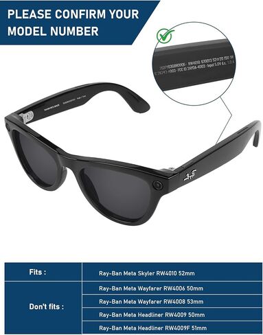 عدسة مستقطبة بديلة لنظارات RayBan Meta Skyler RW4010 وRW4014 (52 مم) AI، انتقالية، مضادة للخدش، سهلة التركيب in Saudi Arabia