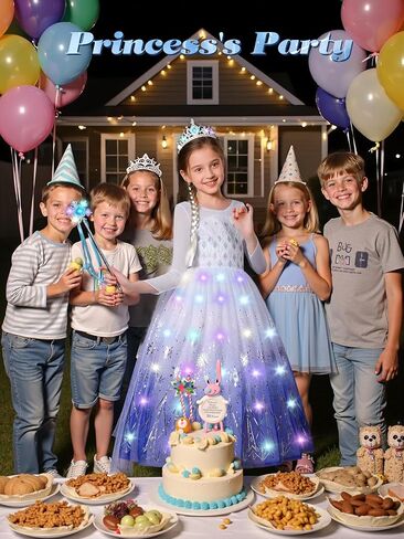 فستان الأميرة المضيئ للفتيات مع إكسسوارات وأزياء الهالوين وهدية للفتيات الصغيرات in Kuwait