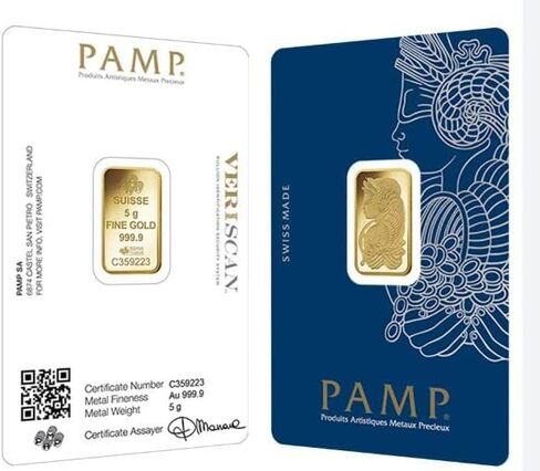 إطار عام من الفضة الإسترليني لـ 5 جرام PAMP Suisse Gold Bar - Lady Fortuna in Kuwait