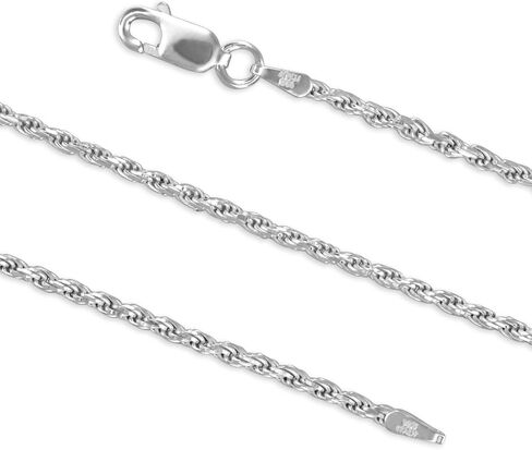 Sterling Silver 2.2mm Diamond-Cut Rope Chain Necklace Solid Italian Nickel-Free, 16-30 Inch in Saudi Arabia
