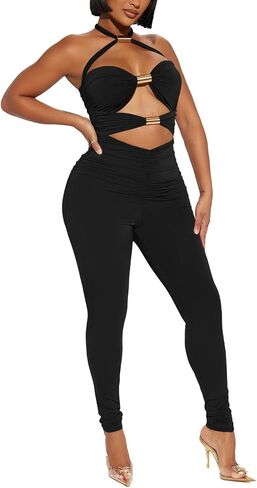 المرأة مثير بذلة عارية الذراعين الجوف خارج أكمام أنبوب الأعلى Bodycon بانت قطعة واحدة الزي حزب نادي قطعة واحدة مجموعة in Kuwait