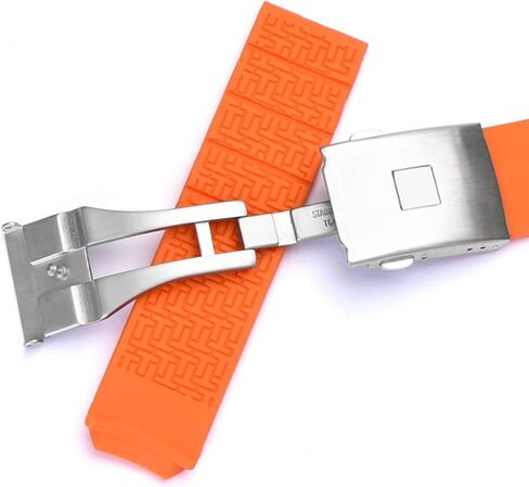 for Tissot T-Touch T013 T047 20mm Soft Silicone Rubber Watch Band Black Orange Sport Waterproof Watch Strap T091 T013420A (Color : Black-No Buckle, Size : 20mm) in Saudi Arabia