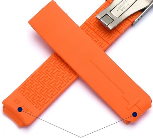 for Tissot T-Touch T013 T047 20mm Soft Silicone Rubber Watch Band Black Orange Sport Waterproof Watch Strap T091 T013420A (Color : Black-No Buckle, Size : 20mm) in Saudi Arabia