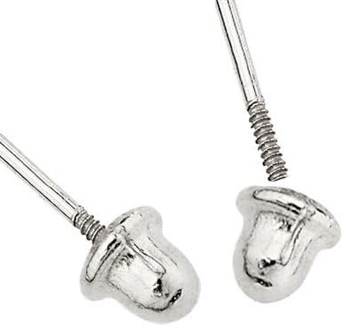 14k الذهب الأبيض الحقيقي 4mm جولة Birststone اللون سوليتير مجموعة سلة أقراط مع المسمار الخلفي in Kuwait