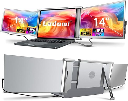 Laptop Screen Extender, 16" FHD 1200P IPS Triple Portable Screen Extender Monitor for 12"-18.5" Laptop, Plug & Play Laptop Monitor Extender, Fit for MacOS, Wins, Dex, Chrome, Surface, Switch in Saudi Arabia