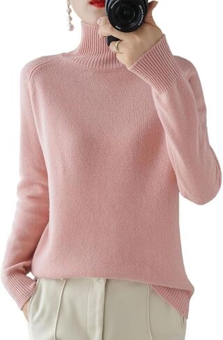 Women's Soft Turtleneck Pullover - Fitted Long Sleeve Thermal Knit Base Top in Saudi Arabia