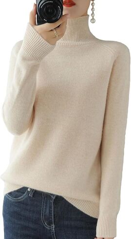 Women's Soft Turtleneck Pullover - Fitted Long Sleeve Thermal Knit Base Top in Saudi Arabia